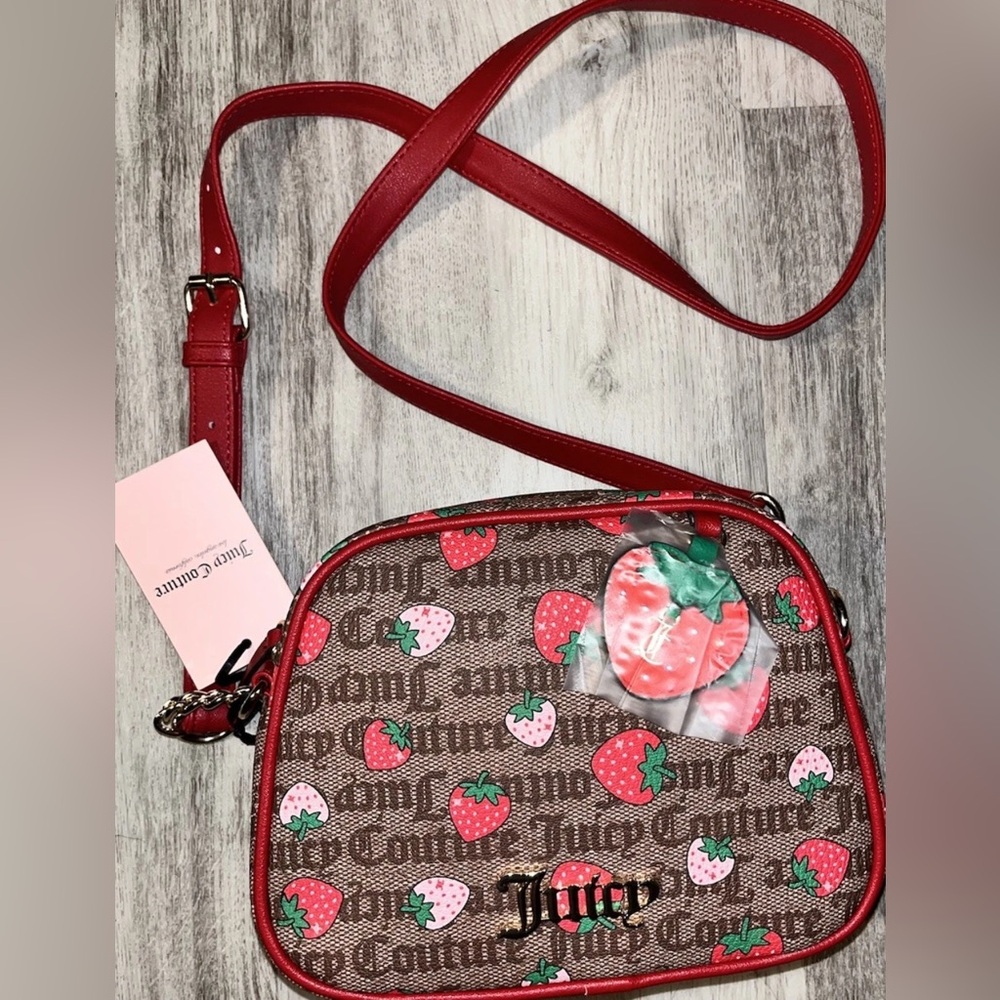 NWT Juicy Couture Chestnut Chino/Cool Red Freshly Picked Camera Bag Purse